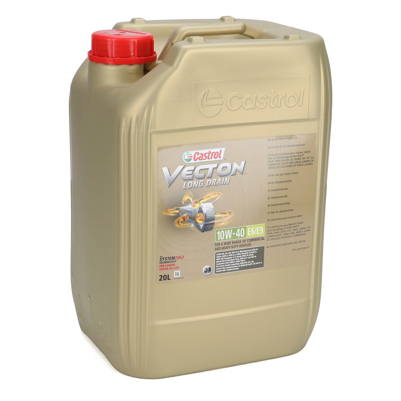 20L 20 Liter CASTROL Motoröl Öl VECTON LONG DRAIN 10W40 E6/E9 MB 228.51 VOLVO VDS-4 15B346