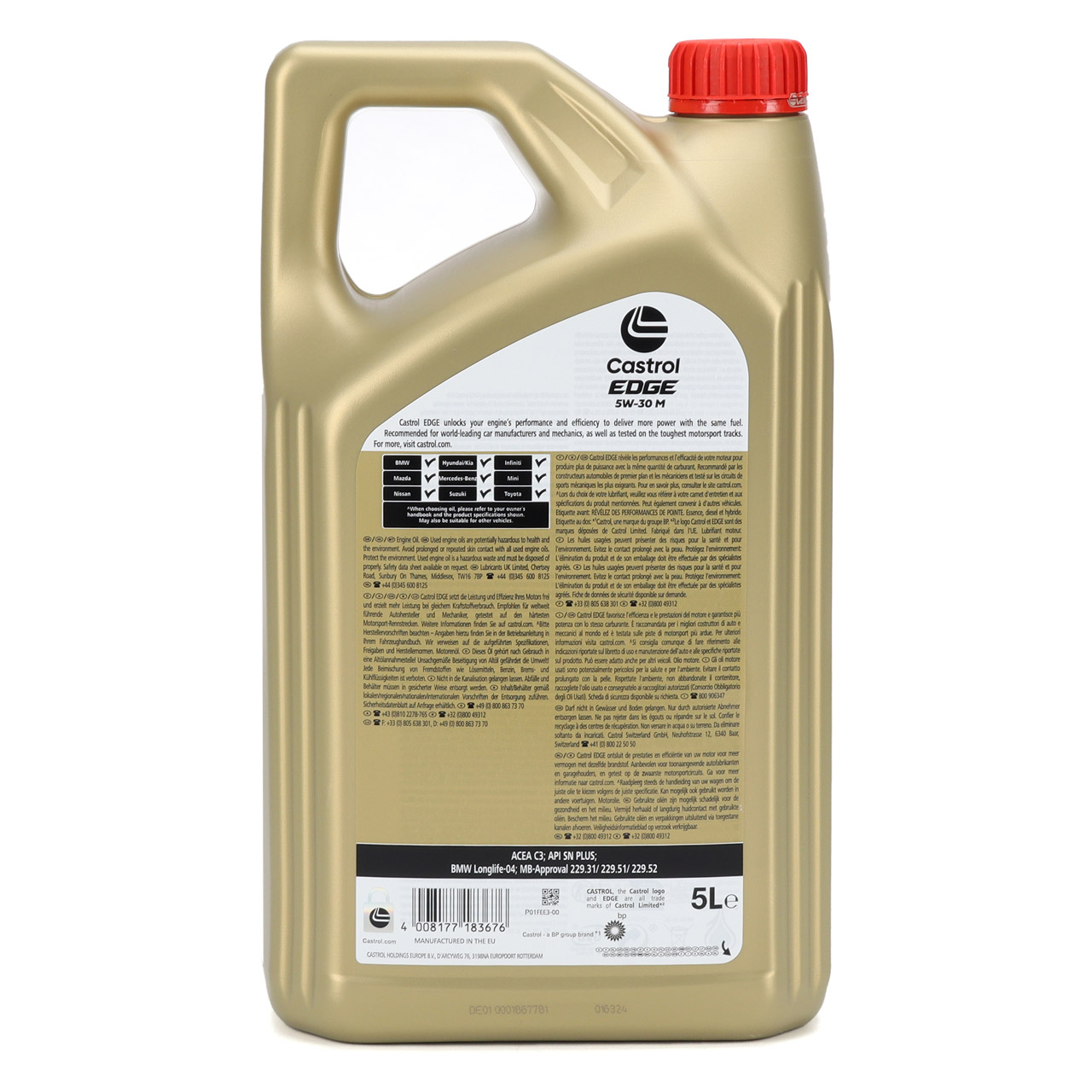 5L 5 Liter CASTROL EDGE 5W-30 M Motoröl ACEA C3 API SN BMW Longlife-04 MB 229.31/51/52