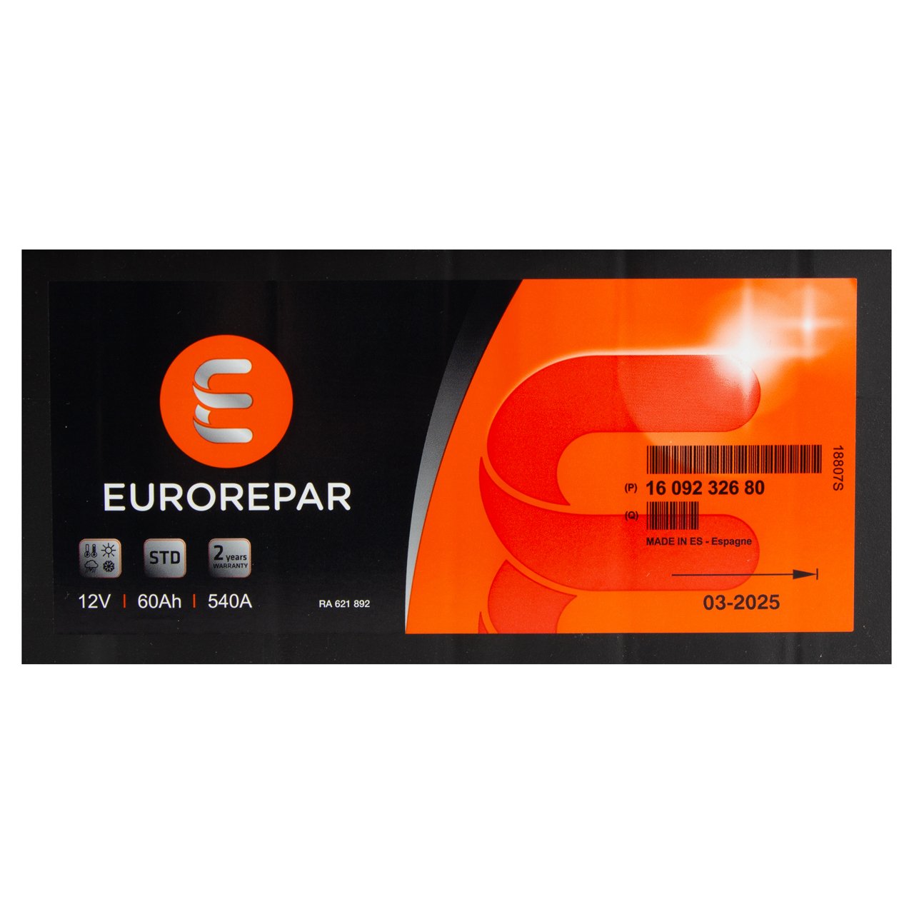 EUROREPAR EFB Batterie Autobatterie Starterbatterie 12V 60Ah 540A/EN 1609232680