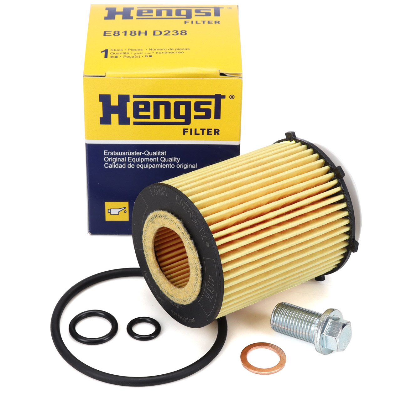 HENGST E818HD238 Ölfilter + Schraube MERCEDES W176 W177 W204 W205 W212 W213 X/C253 V/C167