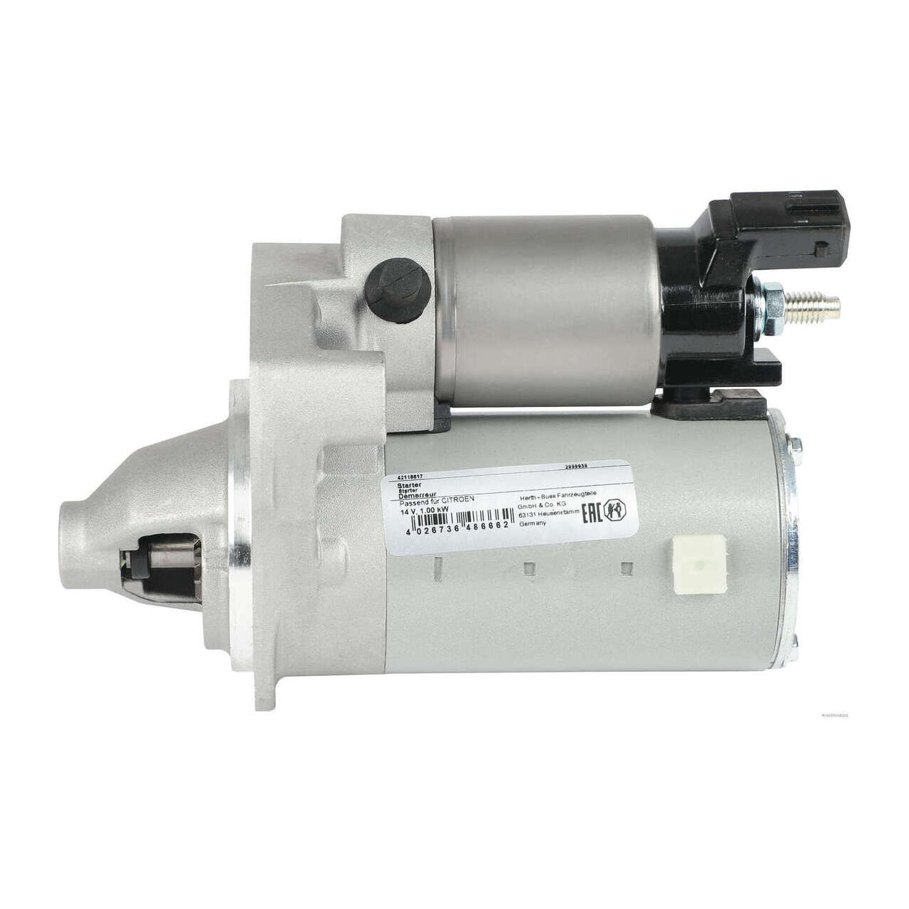 HERTH+BUSS ELPARTS Anlasser Starter 12V 1,0 kW PSA C1 C3 108 208 308 OPEL 1.2 Turbo