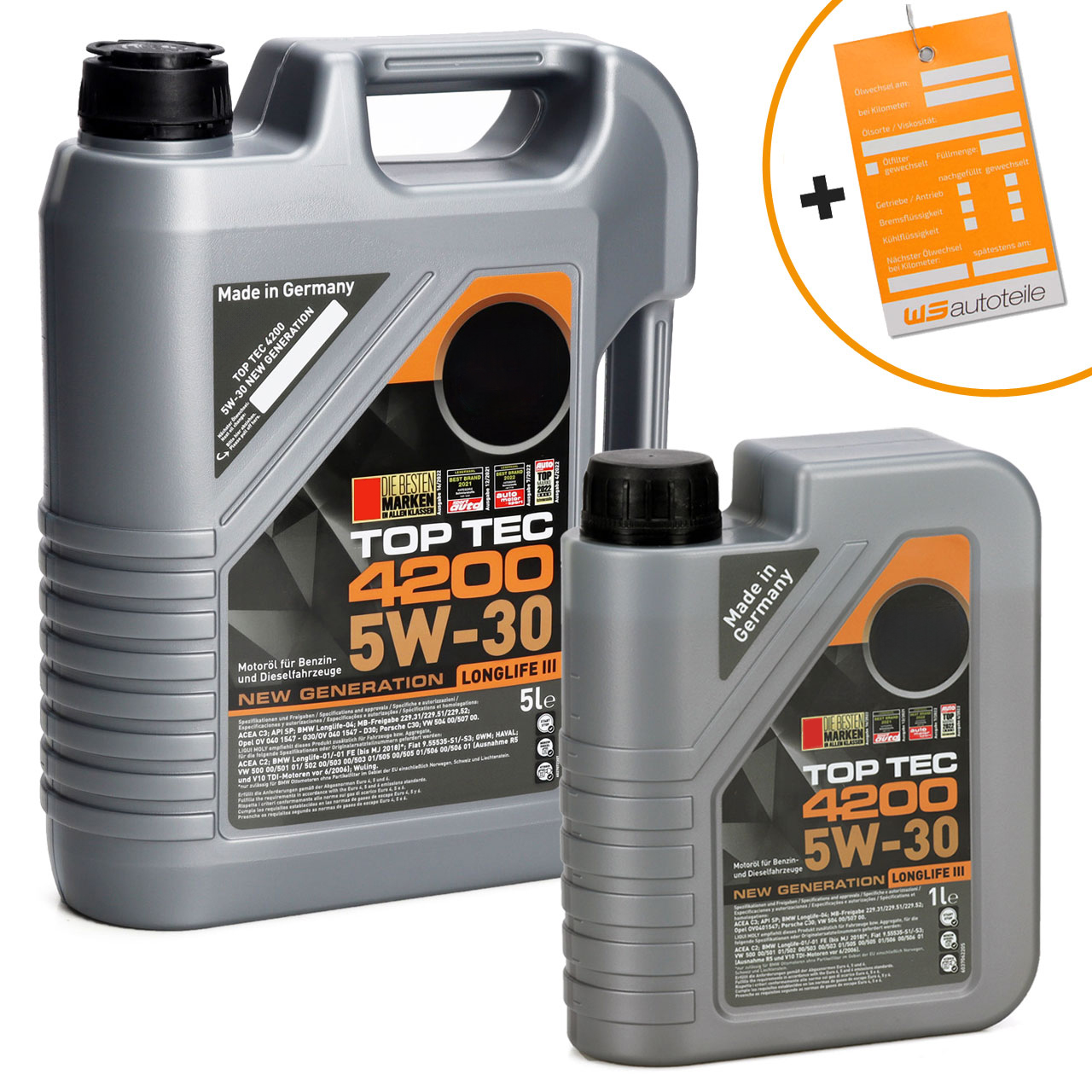 6L 6 Liter LIQUI MOLY TOP TEC 4200 5W30 Motoröl NEW GEN VW 504.00 507.00 BMW LL-04