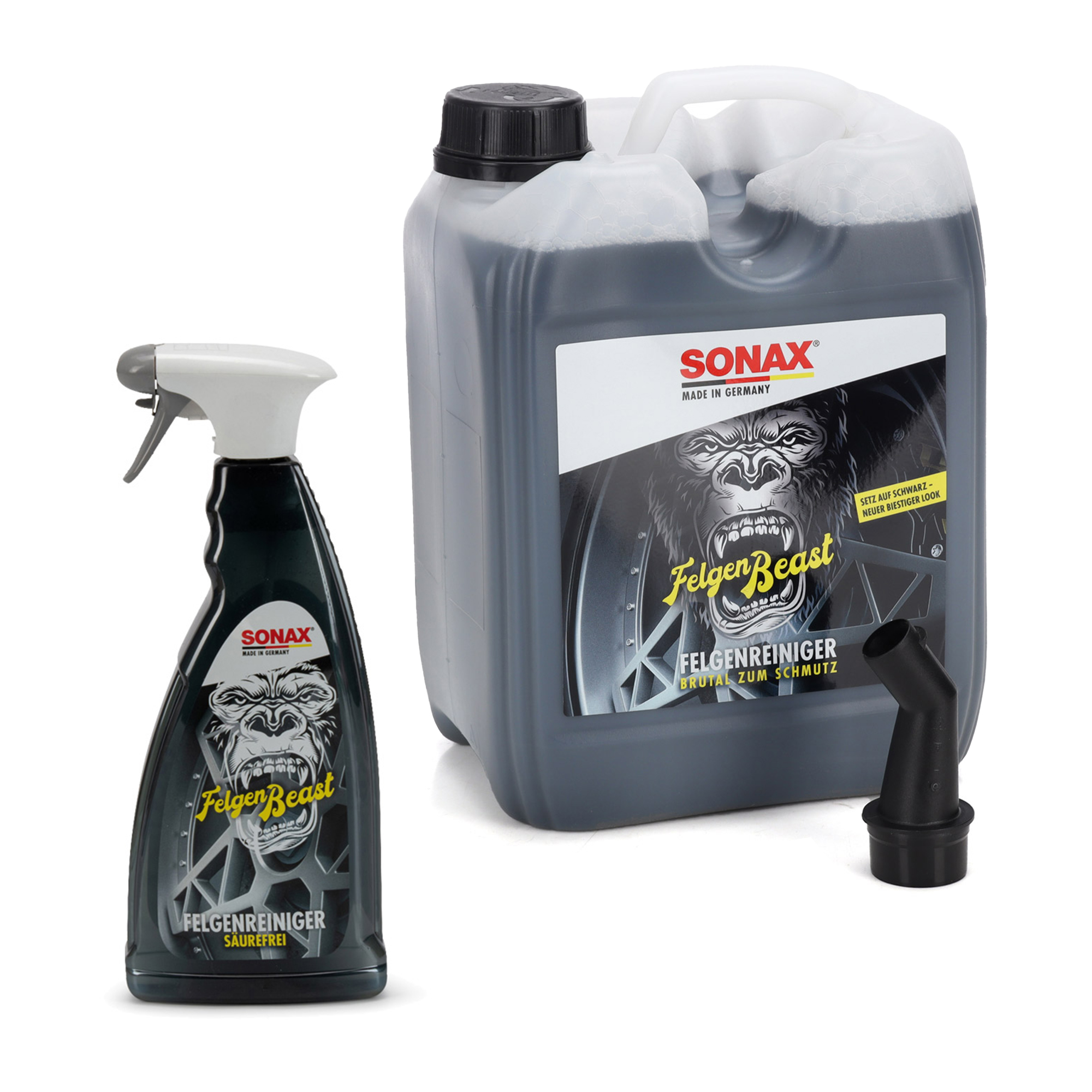 SONAX FelgenBeast säurefreier Felgenreiniger 5L Kanister + 1L Sprühflasche