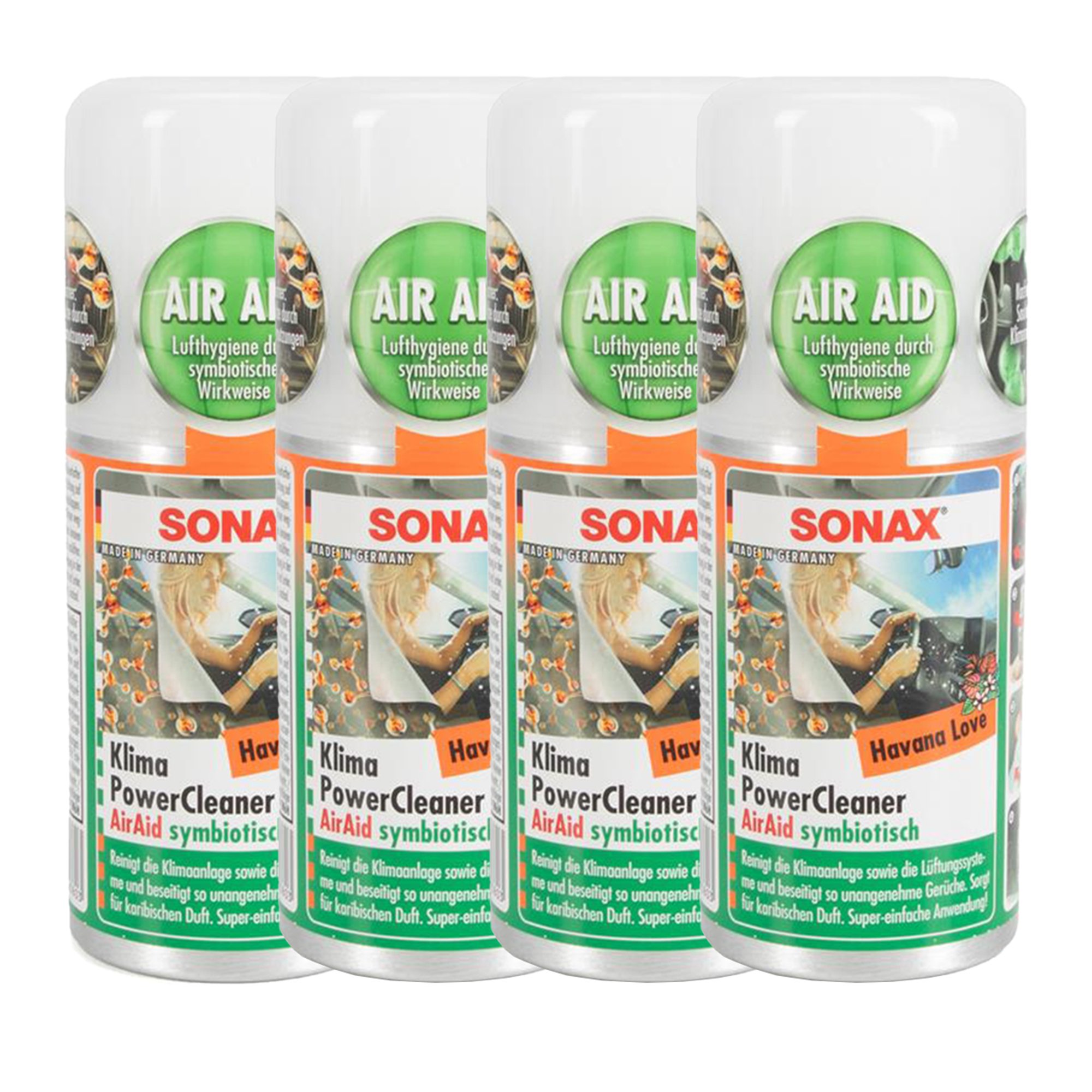 4x 100ml SONAX 03238000 PowerCleaner AirAid Klimareiniger Klimaanlagenreiniger HAVANA LOVE