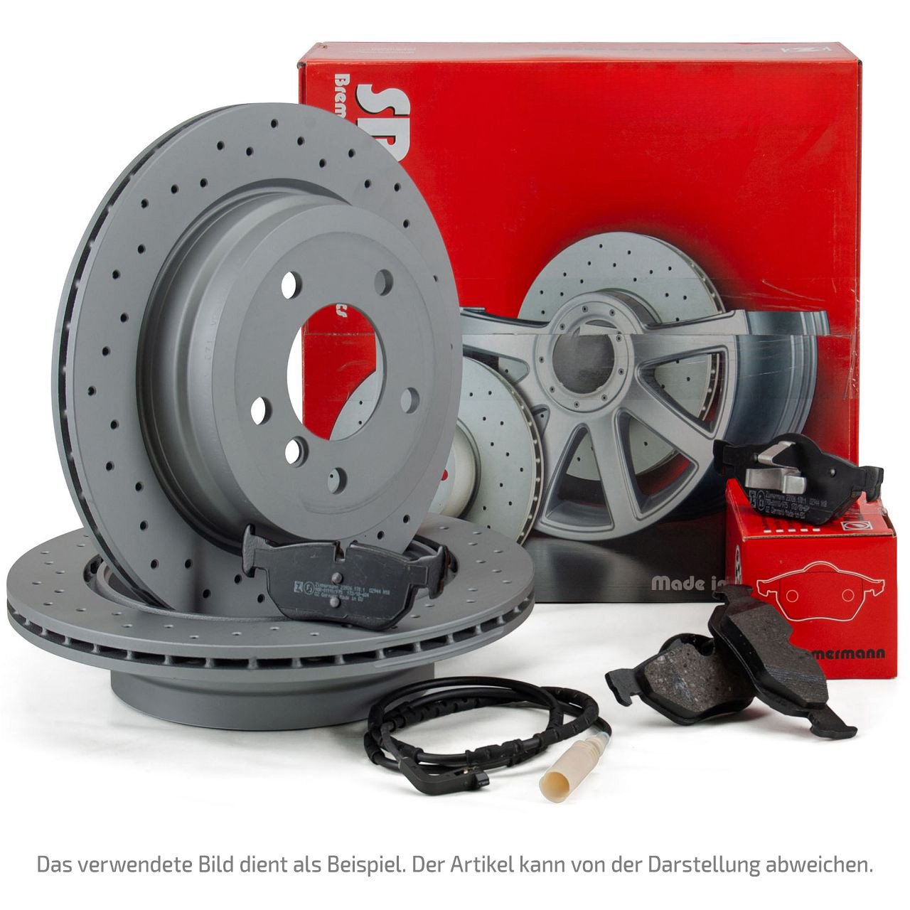 Zimmermann Bremsscheiben + Beläge + Sensor AUDI A4 (B9) A5 (F5) PR-1KF/1KJ/1KK/2EJ hinten