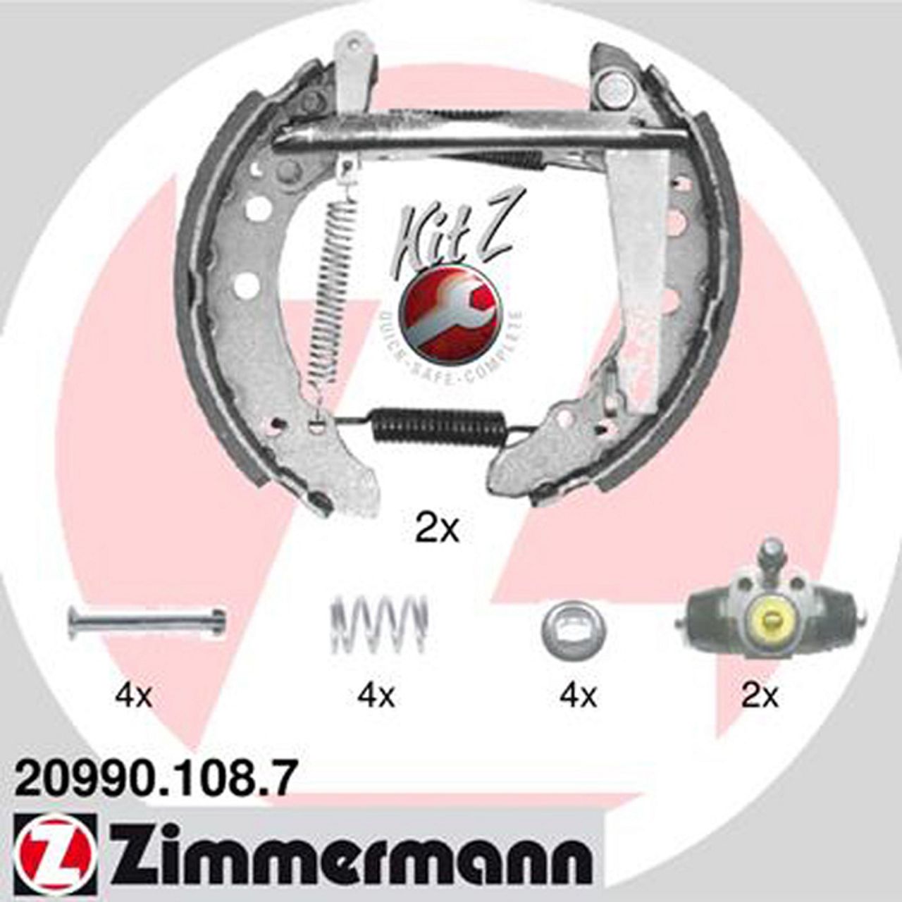 ZIMMERMANN Bremsbacken + Radbremszylinder für VW Polo 86c mit Bremskraftregler