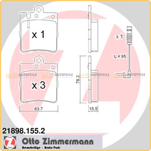 ZIMMERMANN Bremsscheiben + Beläge + Wako für MERCEDES E-Klasse W210 E420 ab 07.1996 hinten