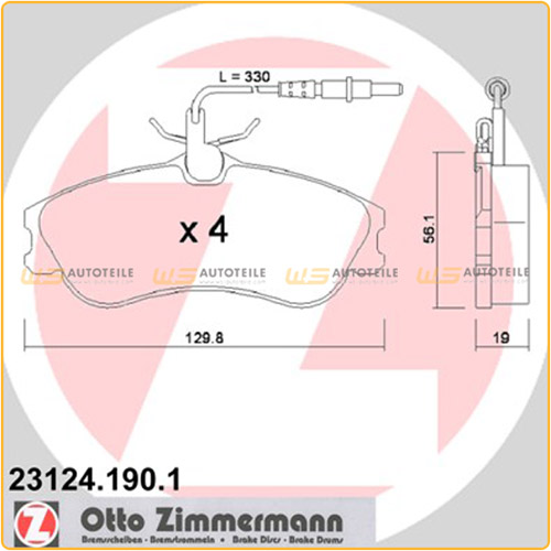 Zimmermann SPORT Bremsscheiben + Beläge + Wako CITROEN Xsara PEUGEOT 306 bis 01.2000 vorne