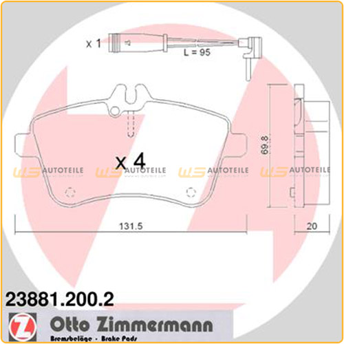 Zimmermann SPORT Bremsscheiben + Beläge + Wako MERCEDES W169 W245 vorne