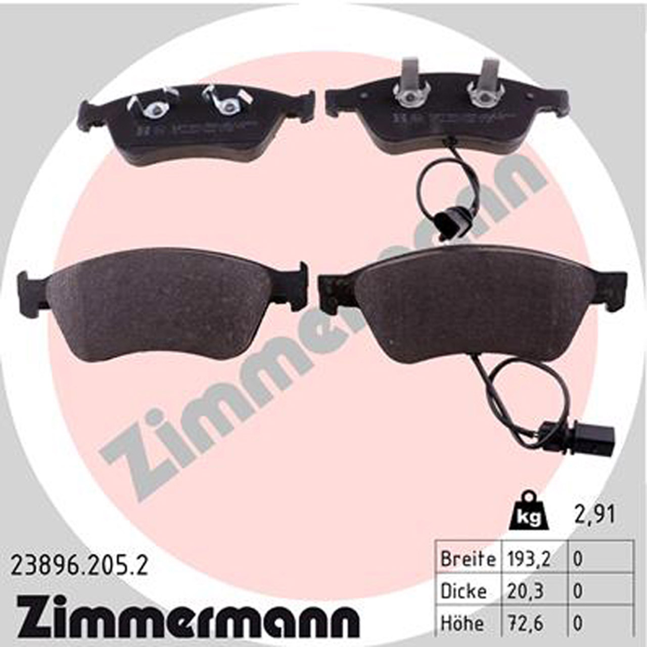 ZIMMERMANN Bremsscheiben + Bremsbeläge + Sensor VW Phaeton PR-1ZL/1ZK vorne