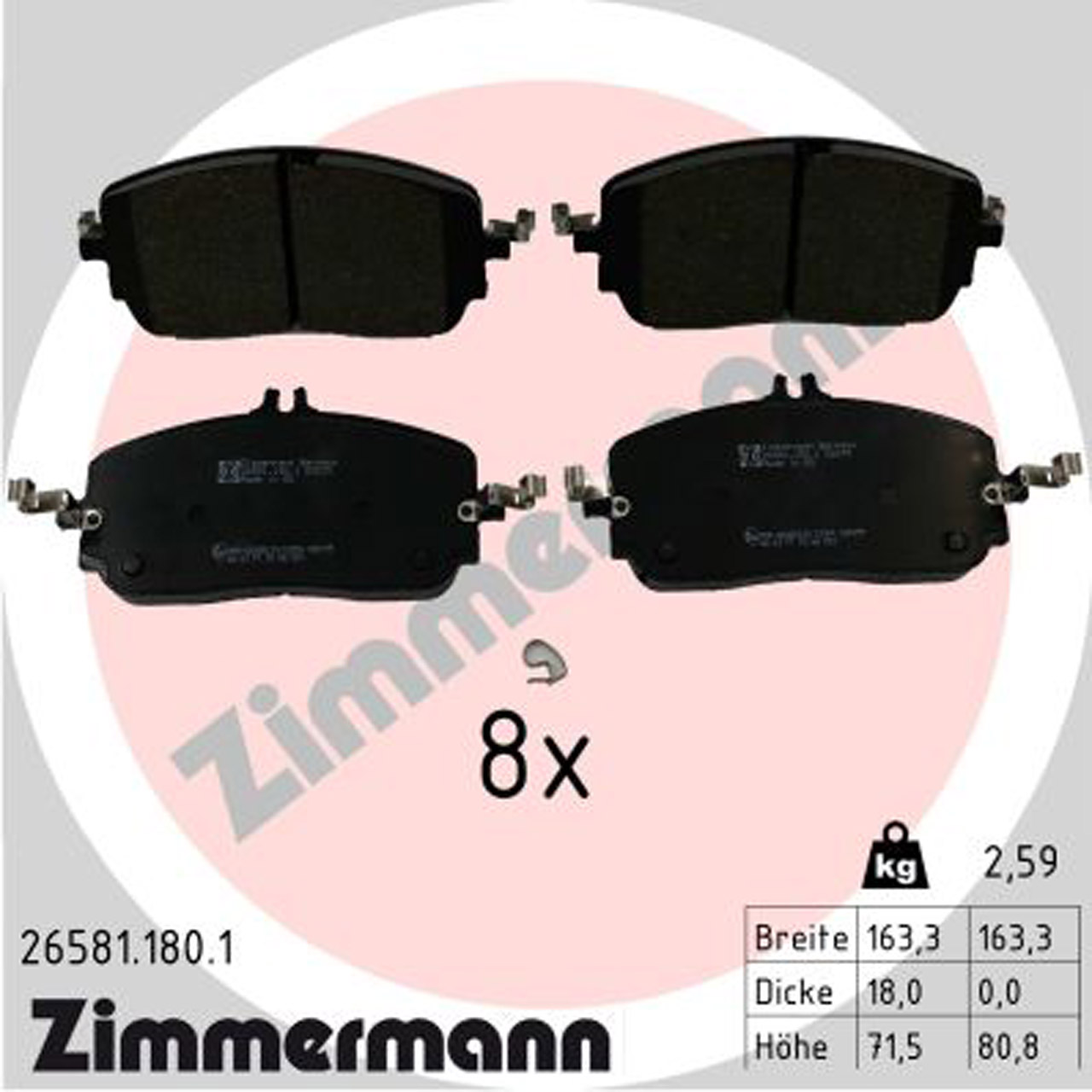 Zimmermann FORMULA S Bremsscheiben + Beläge + Sensor MERCEDES W206 S206 C300 C300d vorne