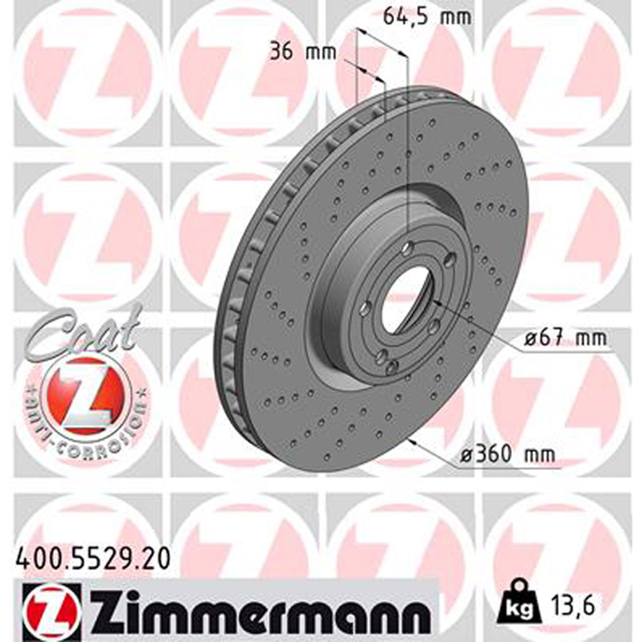 ZIMMERMANN Bremsscheiben + Beläge + Wako MERCEDES SL R231 350 400 500 mit Sportpaket vorne