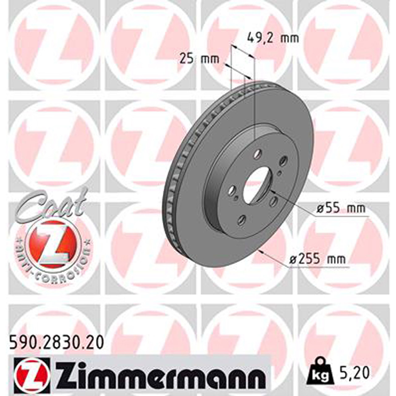 ZIMMERMANN Bremsscheiben Satz für TOYOTA PRIUS (_W5_) 1.8 Hybrid 98 PS vorne