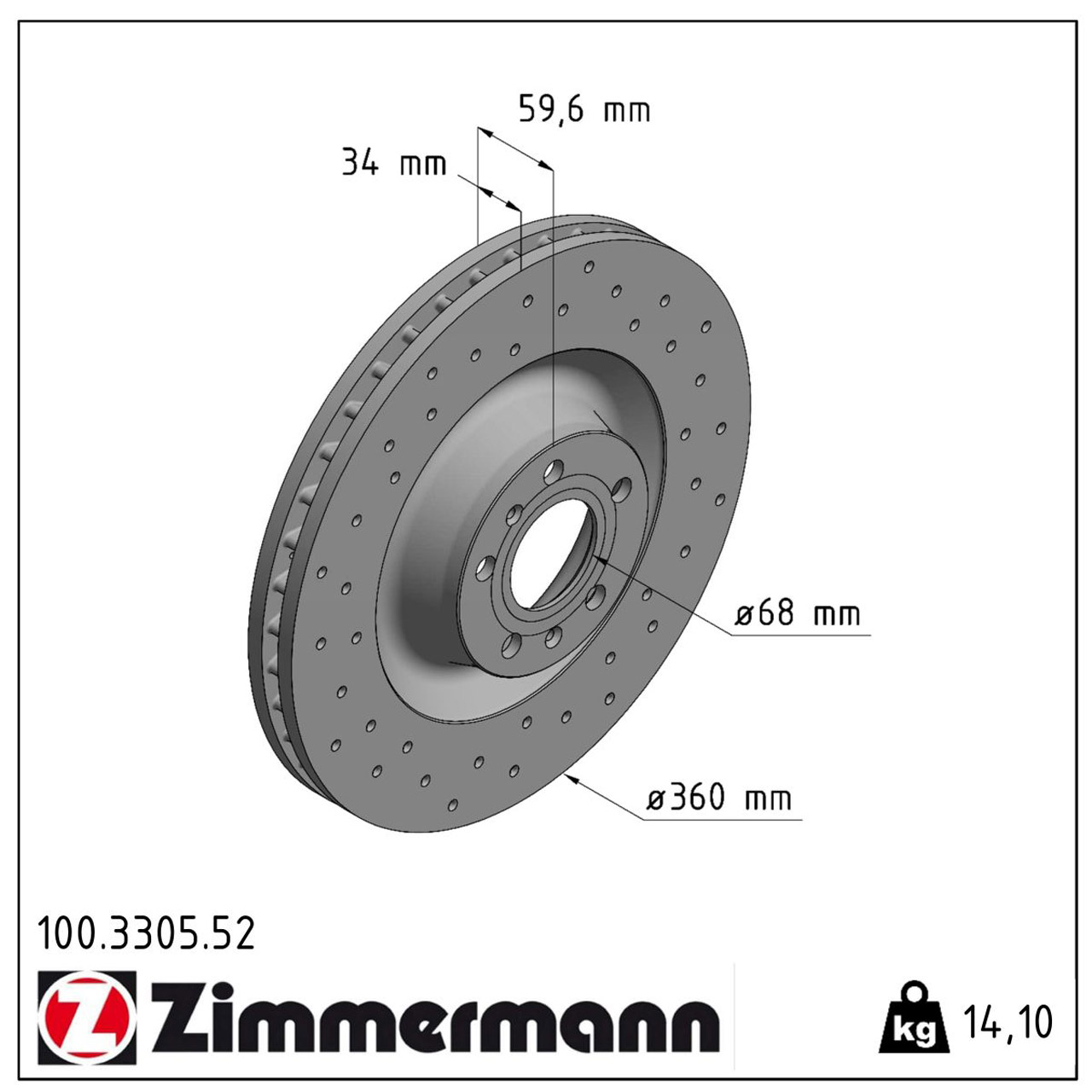 Zimmermann SPORT Bremsscheiben Satz AUDI A8 (4D D2) (4E D3) VW Phaeton vorne