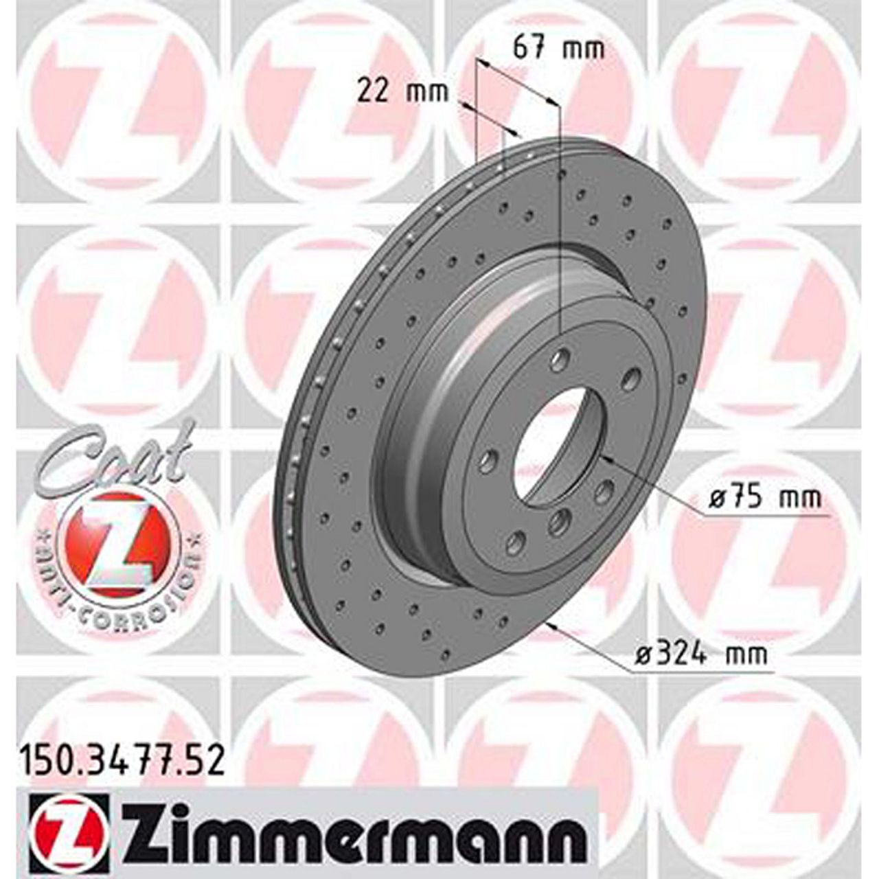 Zimmermann SPORT Bremsscheiben + Beläge + Wako BMW 3er E90-93 325d bis 02.2010 hinten