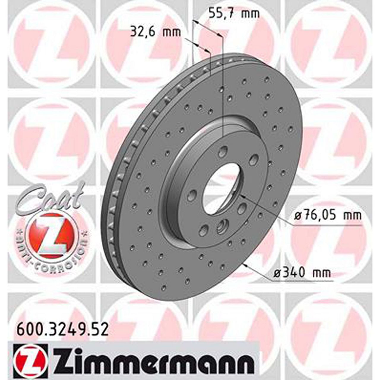 Zimmermann SPORT Bremsscheiben + Beläge + Wako VW Multivan Transporter T5 T6 PR-2E4 vorne