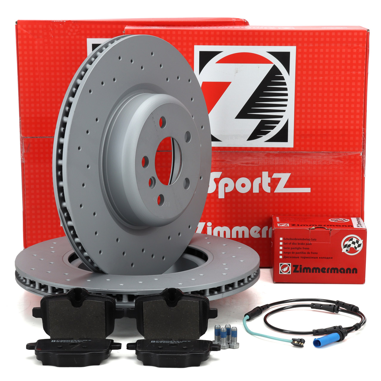 Zimmermann SPORT Bremsscheiben + Bremsbeläge + Semsor BMW G30 G32 G11 G12 X5 G05 hinten