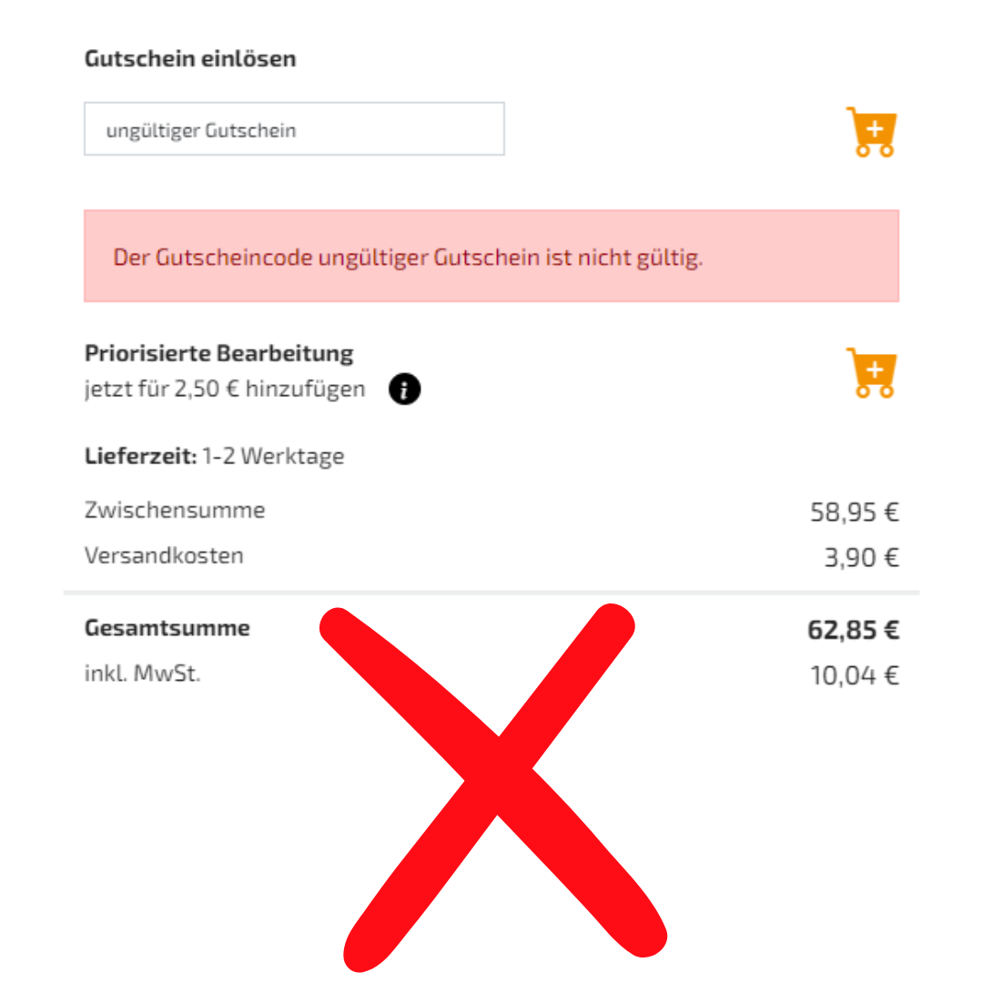 Gutscheincode ungültig